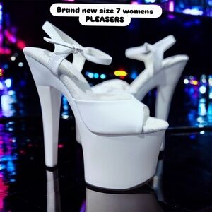 Pleaser White Platform Heels for Women